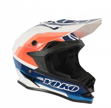 Motokrosová helma YOKO SCRAMBLE white / blue / fire XL pro KAWASAKI GPZ 1000 RX