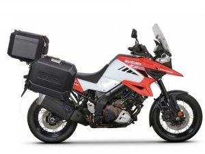 Kompletní sada černých hliníkových kufrů SHAD TERRA BLACK , 48L topcase 47L/47L boční kufry, včetně SHAD SUZUKI DL 1000 V-Strom/ DL 1050 V-Strom