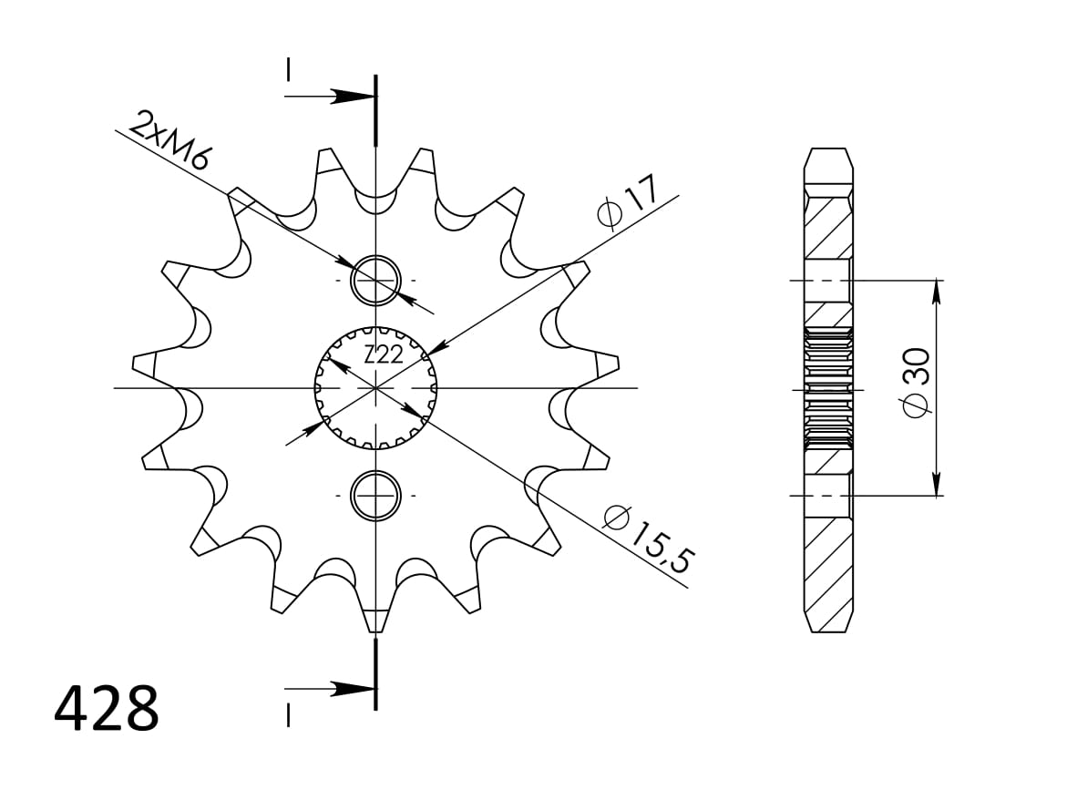 Řetězové kolečko SUPERSPROX CST-1257:14 14 zubů, 428