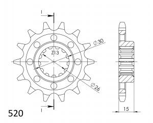 Řetězové kolečko SUPERSPROX CST-1404:14 14 zubů, 520