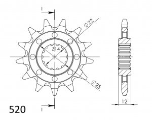 Řetězové kolečko SUPERSPROX CST-715:12 12 zubů, 520