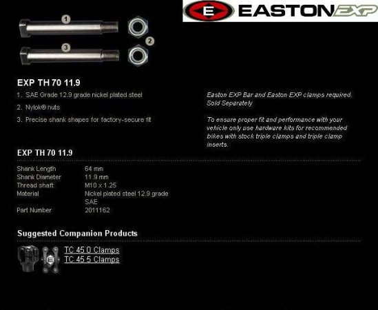 Montážní sada řidítek EASTON EXP EXP pro YAMAHA WR 250 X (2008-2009)