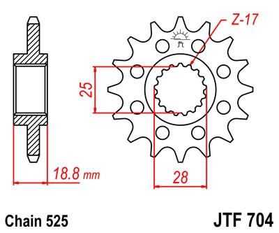 Řetězové kolečko JT JTF 704-15 15 zubů, 525