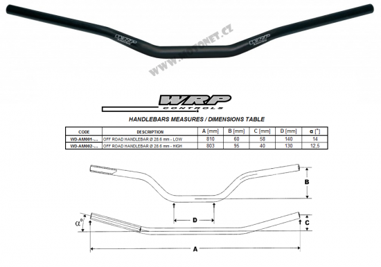 Řídítka WRP AMERICA 28,6mm HIGH Bronzová pro KTM SX-F 525 Racing (2003-2004, 2005-2006)